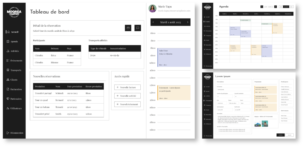 Image des maquettes du dashboard