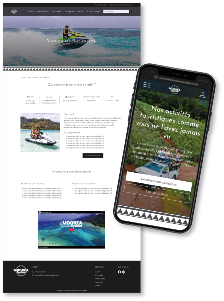Image des maquettes du site web et responsive de Moorea